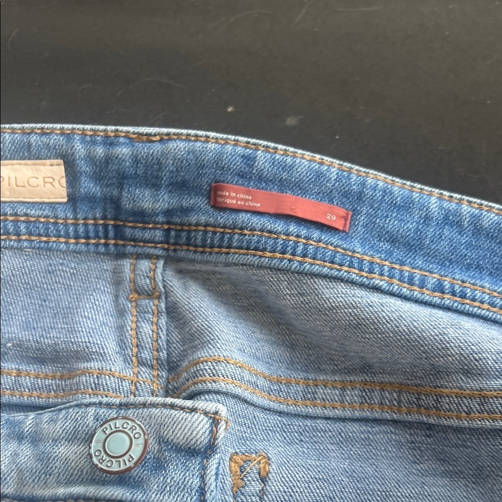 Anthropology Pilcro Slim Boyfriend Blue Distressed Jeans 29 - Picture 3 of 6